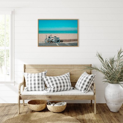 Bike to the Beach Framed Canvas Art in Sylvie Maple
