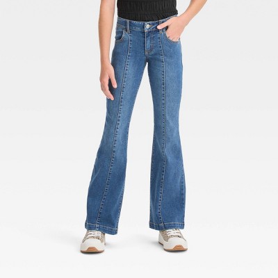 girls mid rise relaxed flare jeans, girls clearance