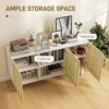 Boho Kitchen Cabinet, Buffet Cabinet with 3 Rattan Doors and Adjustable Shelves for Dining Room - 4 of 4