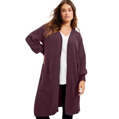 June + Vie by Roaman's Women's Plus Size Open-Front Cardigan