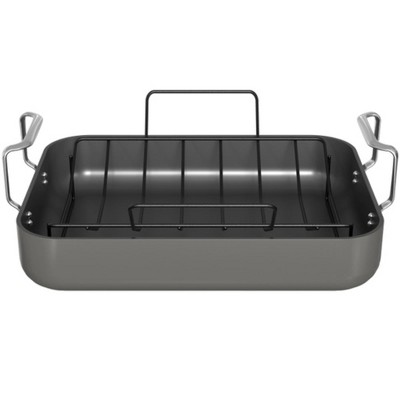 Cook N Home Nonstick Bakeware Roaster with Rack, 17x13-inches, Black