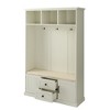 47'' Hall Tree Coat Hanger With 3 Hooks Open Storage Shelves Shoe Bench Wooden Hallway Organizer For Living Room Entrance Hallway - 3 of 4