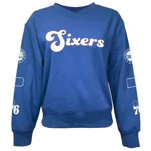 NBA Philadelphia 76ers Women's Long Sleeve V-Neck Fleece Sweatshirt - 1 of 4