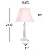 Vienna Full Spectrum Traditional Table Lamp 25" High Crystal Glass Column White Square Bell Shade for Living Room Family Bedroom Bedside - 4 of 4