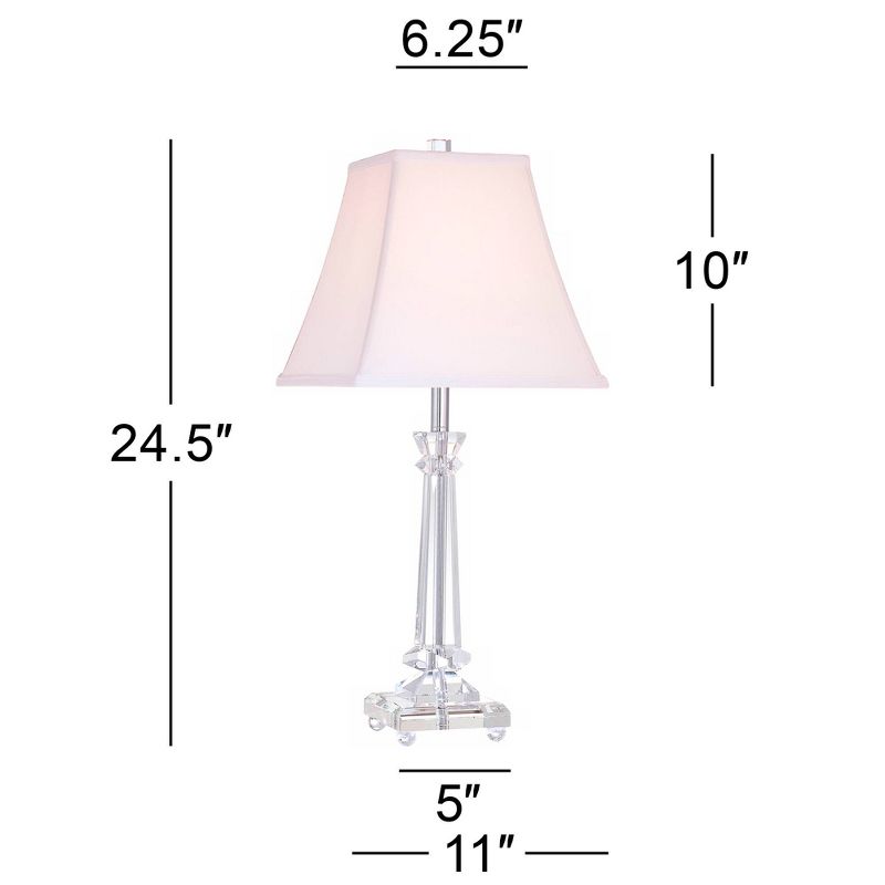 Vienna Full Spectrum Traditional Table Lamp 25" High Crystal Glass Column White Square Bell Shade for Living Room Family Bedroom Bedside, 4 of 10