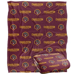 University Of Charleston Logo Pattern Silky Touch Blanket White 50x60 - 1 of 4