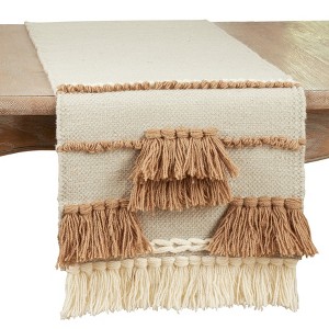 Saro Lifestyle Saro Lifestyle Table Runner With Textured Boho Design, Natural, 16"x72" - 1 of 3