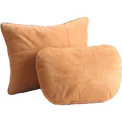 TruAIR Car Headrest Pillow Set with Lumbar Support and Soft Suede Cushion Filling