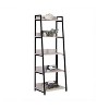 HomeRoots 67" Natural and Black Metal Five Tier Ladder Bookcase - 4 of 4