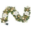 GAOMON 6FT Christmas Garland with Lights, Prelit Christmas Garland for Mantle with 20 LED Lights Timer Gold Balls Magnolia Flower - 2 of 4