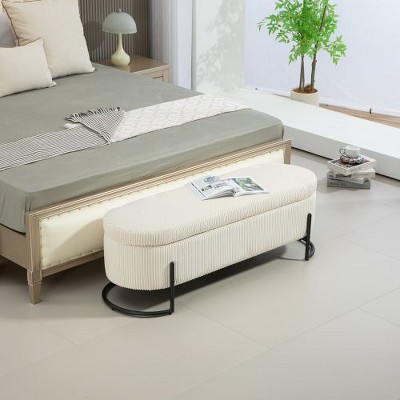 CENGHU Storage Ottoman, Bedroom End Bench, Upholstered Fabric Storage Ottoman, Entryway Footstool, Ottoman Bench for Living Room & Bedroom