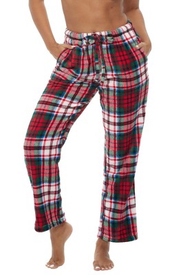 Adr Women's Plush Fleece Pajama Bottoms With Pockets, Winter Pj Lounge Pants  Blue Christmas Plaid 3x Large : Target