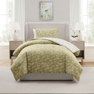 Nestl Modern Comforter Set, 3 Piece Botanical Bedding Set, Reversible Comforter Bed Set - 1 of 4