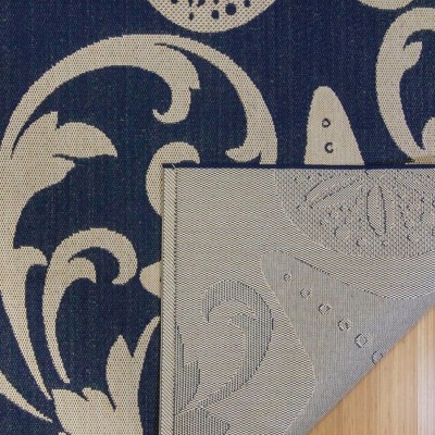 Navy Blue Synthetic Flat Woven Rectangular Rug 5' x 7'