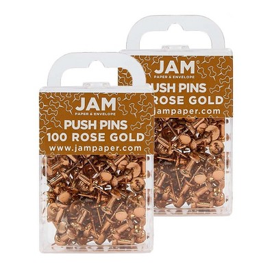 JAM Paper Colored Pushpins Rose Gold Push Pins 2 Packs of 100 22432063A