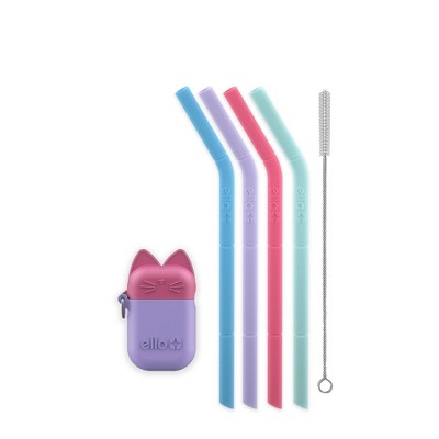 Ello 6pc Silicone Fold and Store Kids' Straws