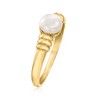 Ross-Simons 6-7mm Cultured Button Pearl Ribbed Ring in 10kt Yellow Gold - 3 of 4