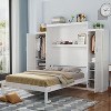 Full/Queen Size Murphy Bed Multifunctional Foldable Platform Bedframe with 2 Wardrobes and Storage Shelf, White-ModernLuxe - 3 of 4