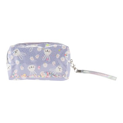 Unique Bargains Women Portable Rabbit Sequin Makeup Bag Purple 1 Pc
