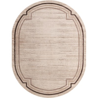 Serene Oasis 8' x 10' Oval Braided Brown Abstract Synthetic Rug