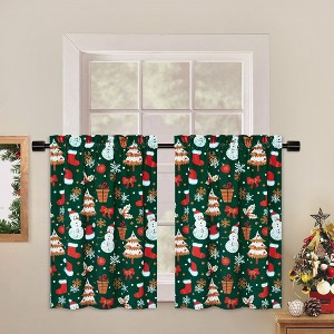 Velvet Christmas Snowman and Falling Snowflake Pattern Short Curtains - 1 of 4
