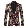Cloudstyle Mens 2 Piece Suit Notched Lapel Sport Coat Floral One Button Slim Fit Tweed Suit - 3 of 4