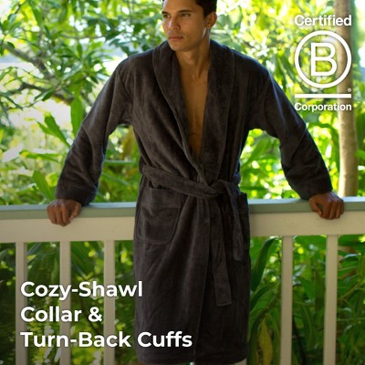 Graphite Plush Shawl Collar Bathrobe, S/M