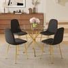5-Piece Dining Set with Round Tempered Glass Table and 4 Armless Chairs - 2 of 4