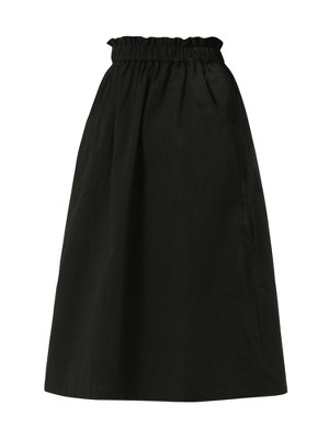 INSPIRE CHIC Women's Casual Elastic Waist Peasant A-Line Midi Skirts with Pockets