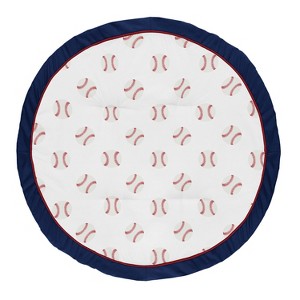 Sweet Jojo Designs Boy Baby Tummy Time Playmat Baseball Patch Red White and Blue - 1 of 4