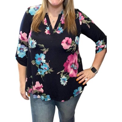 Women's Floral Gabby Tunic Top - honeyme