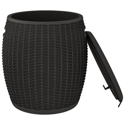 Black Wicker Polypropylene 4-in-1 Patio Deck Box