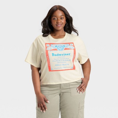 Women's Budweiser Boxy Cropped Short Sleeve Graphic T-Shirt - Ivory