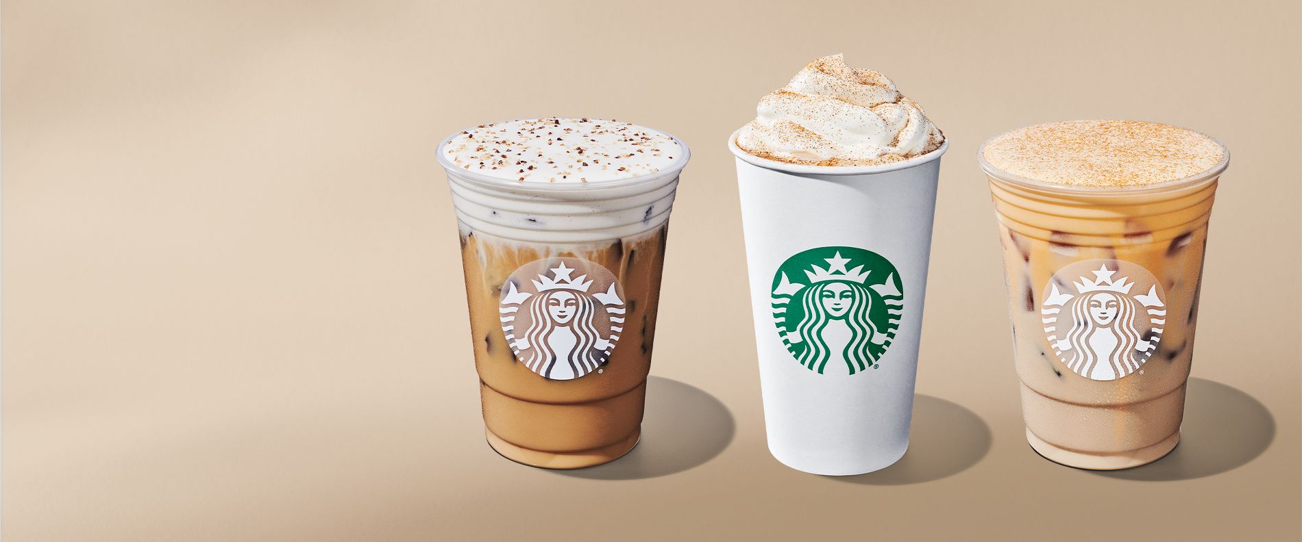 image of three seasonal Starbucks drinks