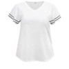 GRACE & GRANDEUR Women's Plus Size Contrasting Striped Colors V Neck Ruffle Short Sleeves Summer T-Shirts - 4 of 4