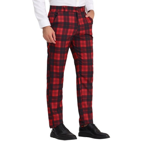 Lars Amadeus Men's Plaid Slacks Regular Fit Flat Front Work Prom Dress ...