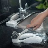 OU Cleaning Scrub Brush, Heavy Duty Cleaning Scrubber Brush for Bathroom & Kitchen, Nonslip Soft Silicone Grip Handle & Built-In Scraper - 3 of 4
