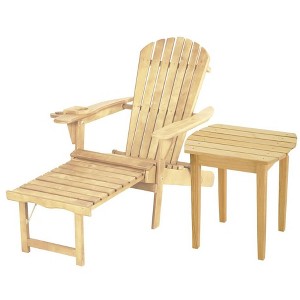 Jiallo Oceanic Collection Adirondack Chaise Lounge Chair Foldable, cup and glass holder, built in ottoman, Set of 1 Lounge chair and 1 end table - 1 of 4