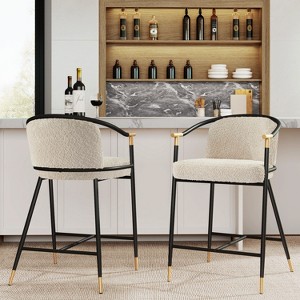 26"H Set of 2 Upholstered Counter Stools, Contemporary Design, Durable Iron Frame,Navy Blue-- Frevyn - 1 of 4