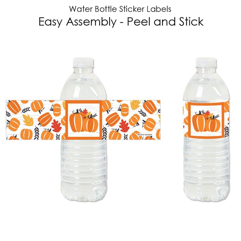 Big Dot of Happiness Fall Pumpkin - Halloween or Thanksgiving Party Water Bottle Sticker Labels - Set of 20, 2 of 6