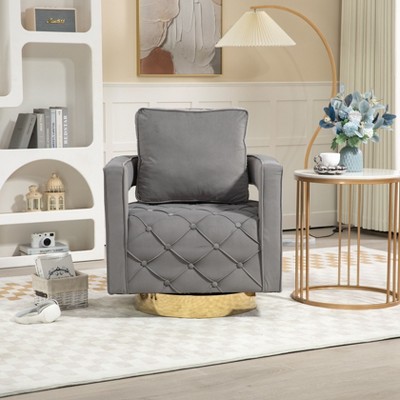 NicBex Swivel Accent Chair Modern Accent Chair with Pillow, Velvet Armchair Side Chair with Tufted Button for Living Room, Bedroom, Office