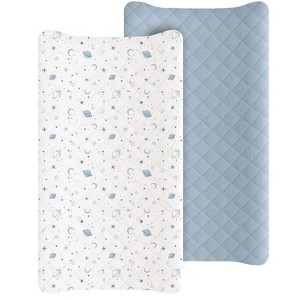 LISM 2 Pack Waterproof Changing Pad Cover,Cotton Quilted Diaper Changing Pad Sheets - 1 of 4