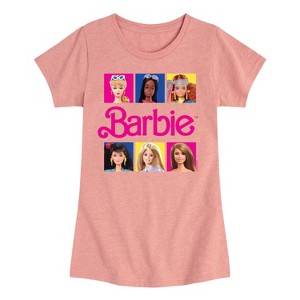 Girls' - Barbie - Barbie Doll Portraits Fitted Short Sleeve Graphic T-Shirt - 1 of 4