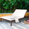 Costway 2-Person Patio Rattan Chair Recliner Adjustable Cushioned W/Wheel - 2 of 4