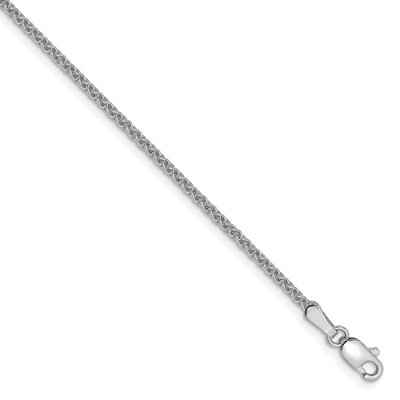 Black Bow Jewelry 1.65mm, 14k White Gold, Solid Spiga Chain Anklet