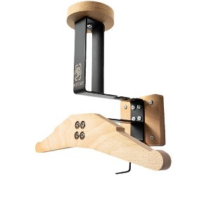 Helmet Stand, Motorcycle Helmet Holder - Solid Wood & Iron Wall Mount Rack with Hook, Max 88LBS for Tactical Gear/Racing Helmets - 1 of 4