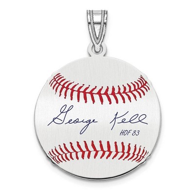 Black Bow Jewelry Sterling Silver George Kell Signature SM Enamel Baseball Pendant