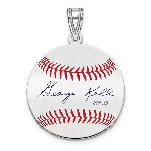 Black Bow Jewelry Sterling Silver George Kell Signature SM Enamel Baseball Pendant - 1 of 4