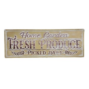 VIP Metal 26 in. Gold Embossed "Fresh Produce" Wall Sign - 1 of 2