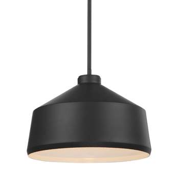 Uttermost Matte Black Pendant Lighting 14" Wide Industrial Dome Shade Fixture Dining Room House Entryway Bedroom Kitchen Island